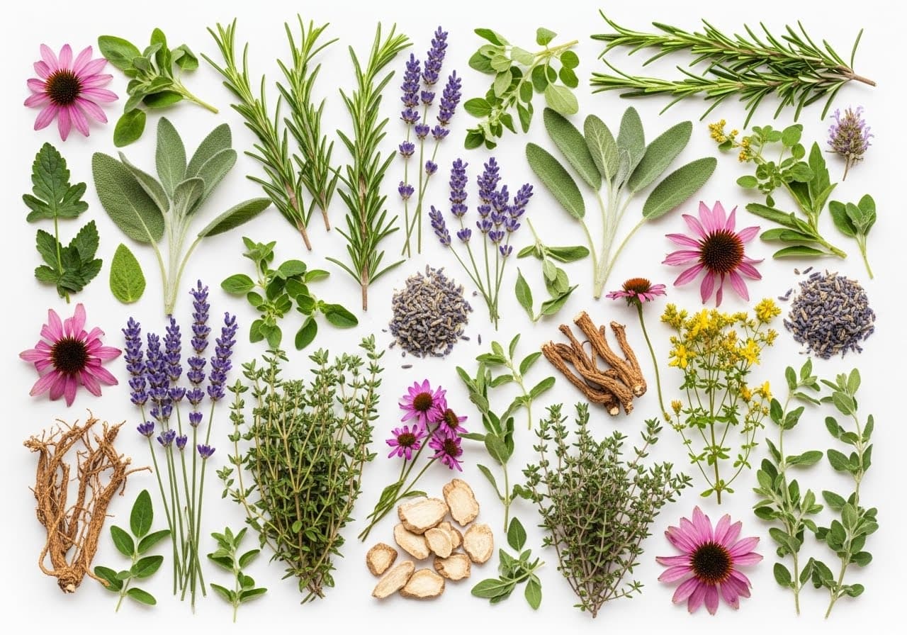 다양한 약용 허브 구성